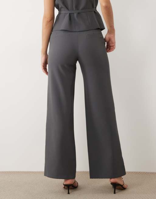 Kaiia exclusieve broek met wijde pijpen in antracietgrijs, 3 van 5