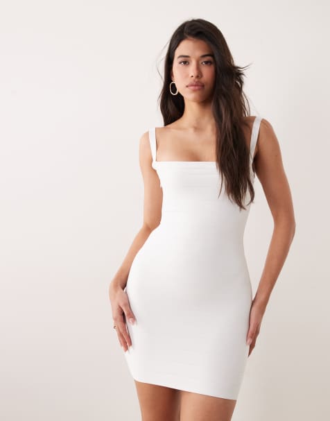 Kaiia exclusive 00s sculpting bandage square neck open back mini dress in white
