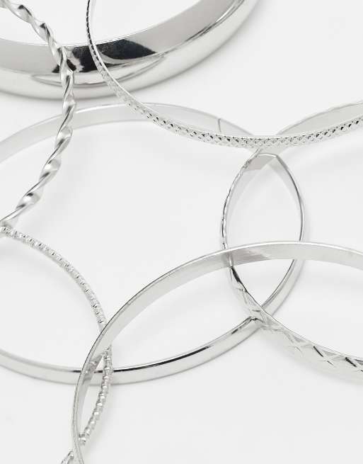 Kaiia – Exclusive – 7er-Pack Armreife aus Edelstahl mit verschiedenen Designs in Silberoptik, 3 von 3