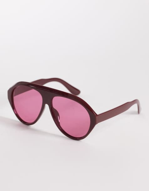 Kaiia exclusive aviator sunglasses in burgundy - view 1