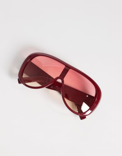 Kaiia - Exclusive - Aviator zonnebril met chunky montuur en kleurverloop in bordeauxrood, 2 van 3