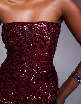 Kaiia Exclusive Bandeau Mini Dress In Red