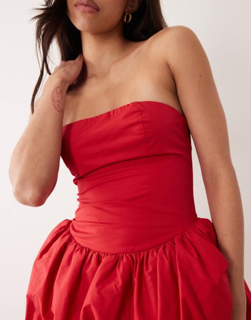 chinese dress ladies Red Peplum Short Dress With Lace Back main image 1