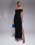 [Kaiia] Kaiia exclusive bardot bandage side split maxi dress in black 8 BLACK