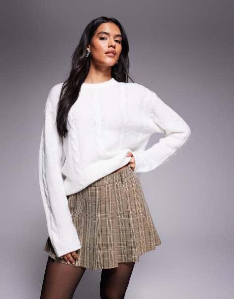 Kaiia exclusive belt detail pleated mini skirt in heritage plaid - view 1