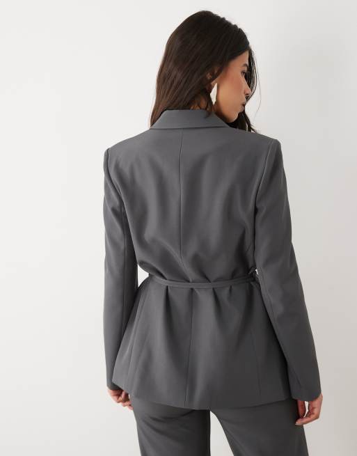 Kaiia – Exclusive – Blazer im Stil der 90er in Anthrazit mit geraffter Taille, Kombiteil, 2 von 4