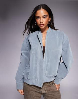 Kaiia - Exclusive - Bomberjacke aus Wildlederimitat in Babyblau