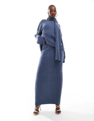 Kaiia Exclusive Boucle Knit Column Maxi Skirt
