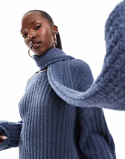 Kaiia exclusive boucle knit oversized sweater with removable Kaiia exclusive boucle knit oversized sweater with removable