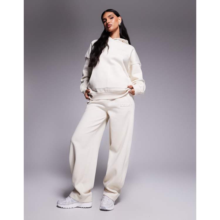 Kaiia exclusive bubble embossed logo barrel leg sweatpants