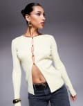 [Kaiia] Kaiia exclusive button through split front longline cardigan in butter yellow L Butter yellow