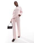 [Kaiia] Kaiia exclusive cable knit straight leg pants in pink (part of a set) 12 PINK