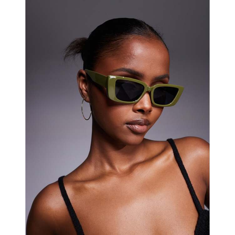 Women\'s Cat-Eye Sunglasses in Olive Green Olive Green Lens) Cat main image 2