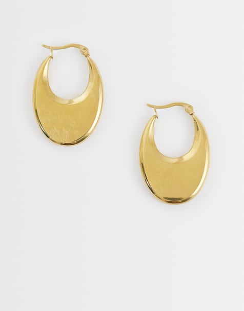 Kaiia exclusive chunky oval hoop earrings in gold - view 1