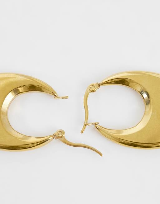 Kaiia exclusive chunky oval hoop earrings in gold, 3 of 4