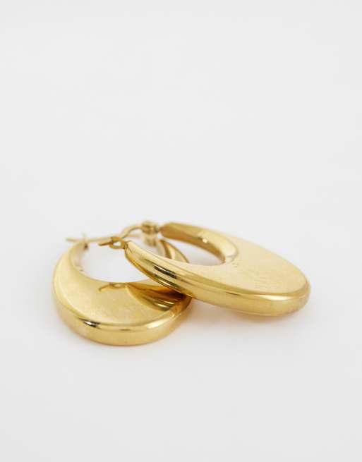 Kaiia exclusive chunky oval hoop earrings in gold, 4 of 4