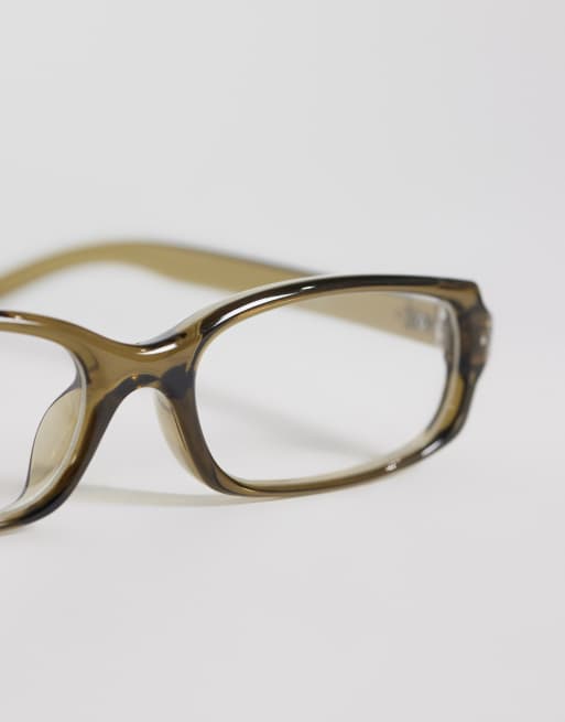 Kaiia exclusive clear lens glasses in olive, 2 of 3