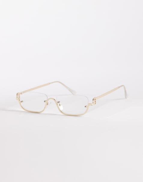 Kaiia exclusive clear lens half frame glasses in clear and gold - view 1