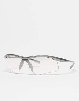 Kaiia Kaiia exclusive clear lens visor glasses in silver-Multi