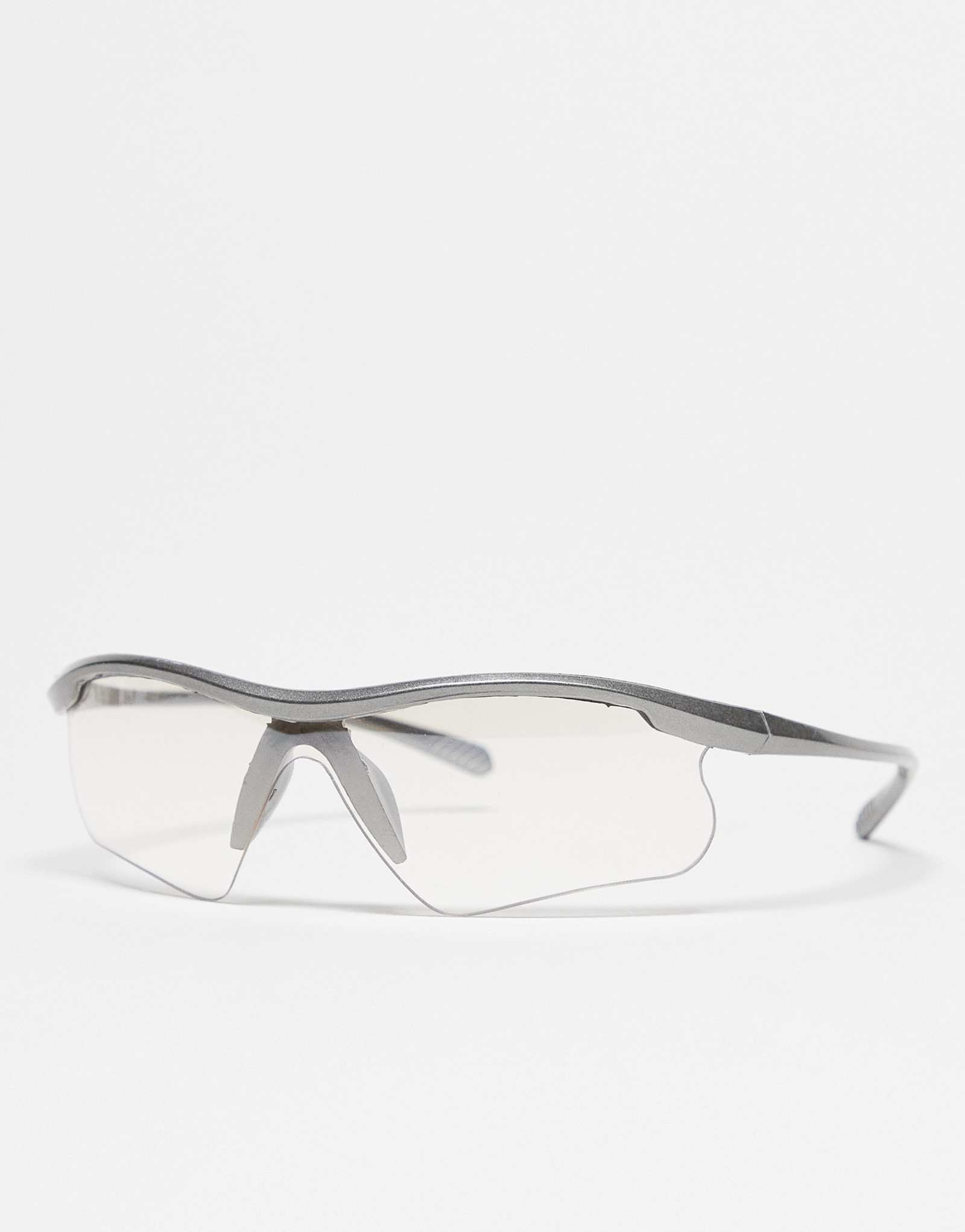 Эксклюзивные очки Kaiia с прозрачными линзами и козырьком серебристого оттенка