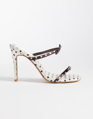 Kaiia Exclusive Contrast Bow Detail Kitten Heels In Multi