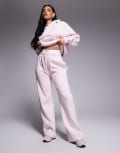 [Kaiia] Kaiia exclusive contrast logo waistband wide leg trackies in pink chai (Part of a set) 10 PINK CHAI
