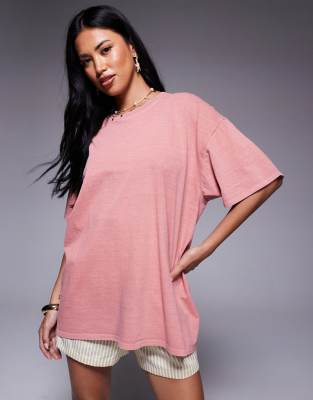 Kaiia Exclusive Cotton Bahamas Contrast Graphic Oversized T-shirt In Pink