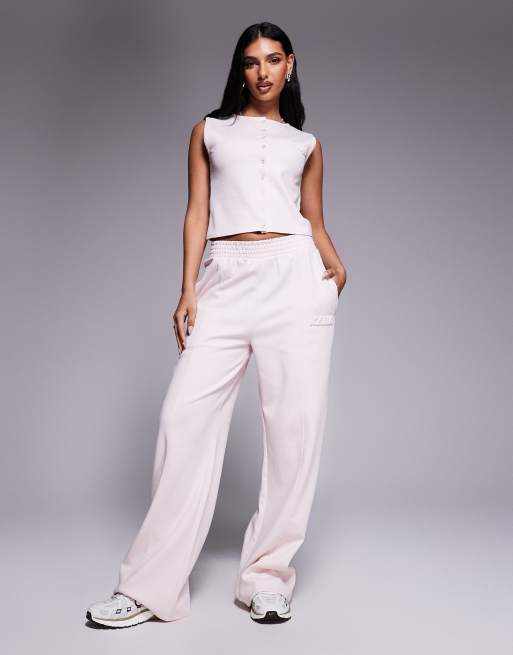 Kaiia exclusive cotton blend bubble embossed logo button through waistcoat top in light rose (part of a set)  , 2 of 4
