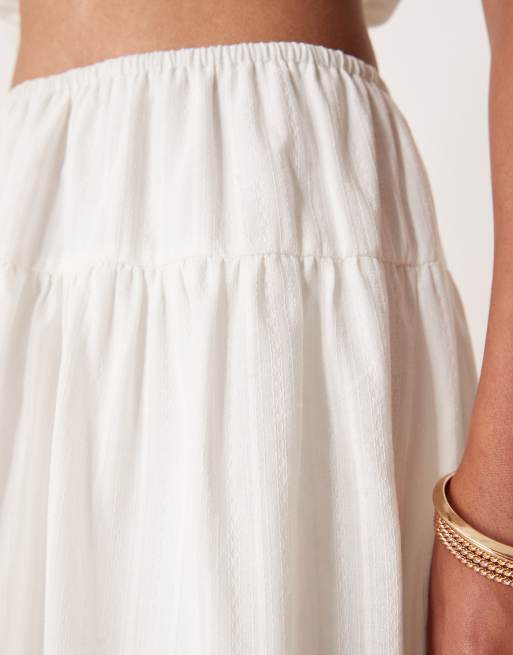 Kaiia exclusive cotton gathered prairie maxi skirt in white (part of a set)