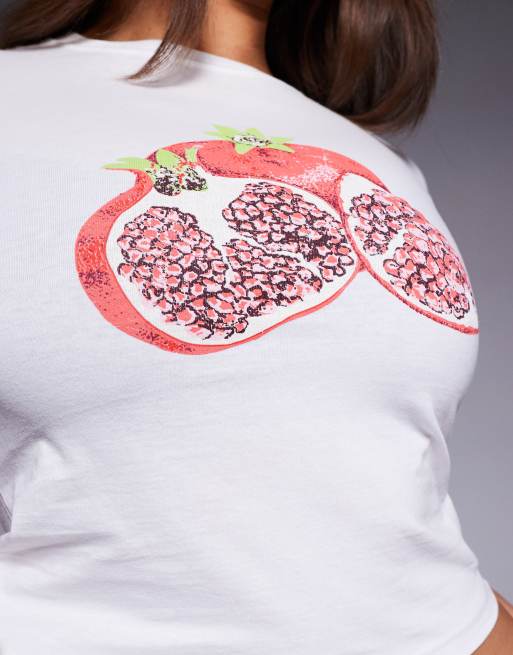 Kaiia exclusive cotton pomegranate graphic baby tee in white, 4 of 4