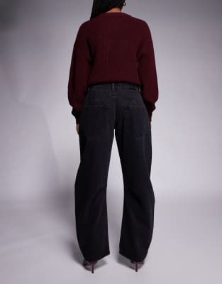 Kaiia Exclusive Cotton Rich Barrel Leg Denim Jeans In Black