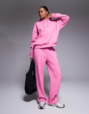 Kaiia Exclusive Cotton Rich Diamante Logo Wide Leg Sweatpants In Pink