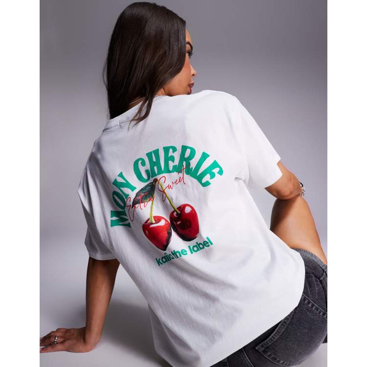 Kaiia exclusive cotton rich Mon Cherie cherry back graphic