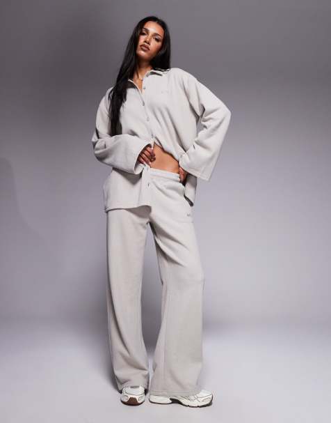 Kaiia exclusive cotton rich ribbed straight leg jogger co-ord in stone  