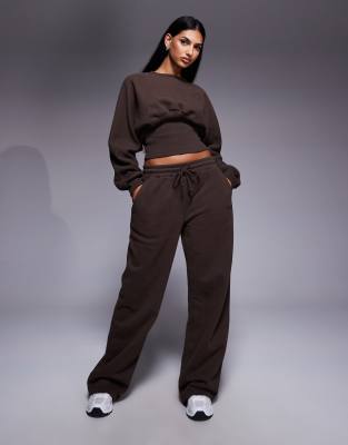 Kaiia Exclusive Cotton Rich Ribbed Waistband Joggers Co-ord In Green