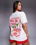 [Kaiia] Kaiia exclusive cotton 'this girl needs a martini' slogan graphic oversized t-shirt in white L WHITE