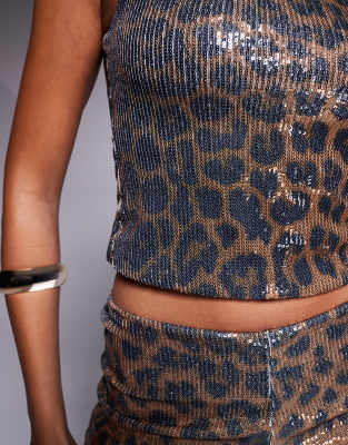 Kaiia Exclusive Cropped Sequin Tank Top In Multi