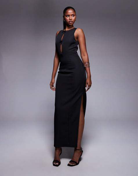 white christmas dresses Claude Cut Out Side Split Maxi Dress | Black | Dresses main image 1