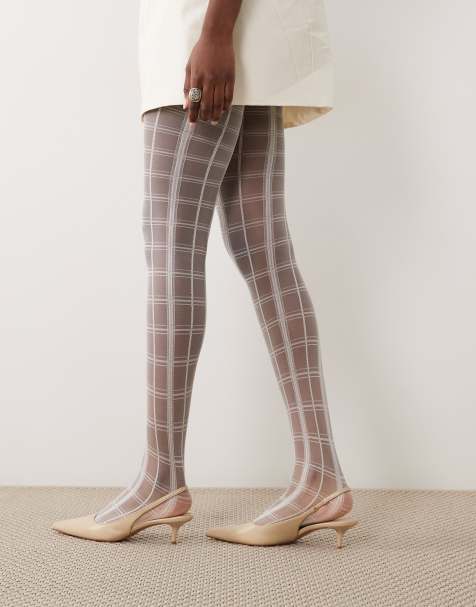 Kaiia - Exclusive - Doorschijnende panty met ruitpatroon in crème - view 1