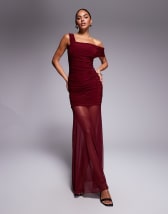 ASOS DESIGN plunge wired bodice pleated skirt cami maxi dress in red
