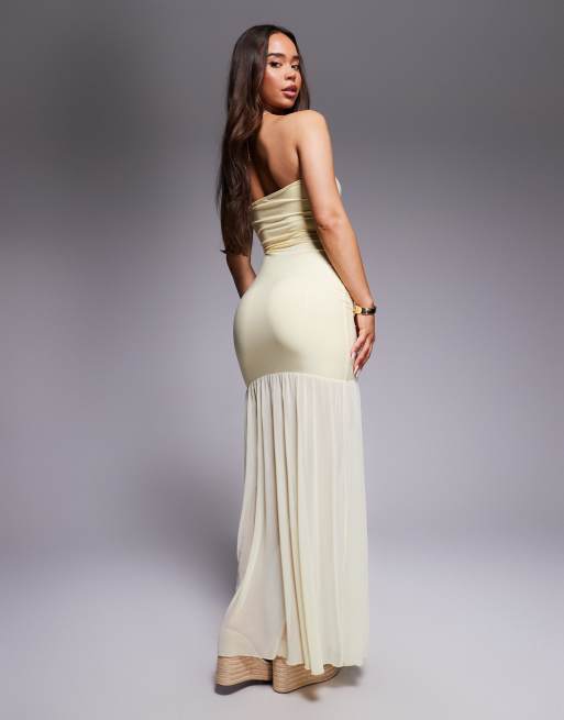 Kaiia exclusive double layered slinky bandeau drop waist
