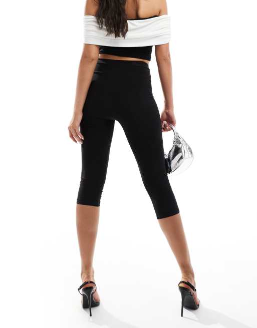 Kaiia exclusive double-layered slinky capri pants in black  , 2 of 5