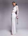[Kaiia] Kaiia exclusive double layered slinky column lace maxi skirt in white (part of a set) 6 WHITE