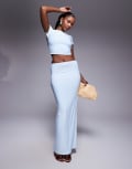 [Kaiia] Kaiia exclusive double-layered slinky column maxi skirt in baby blue (Part of a set) 6 Baby blue