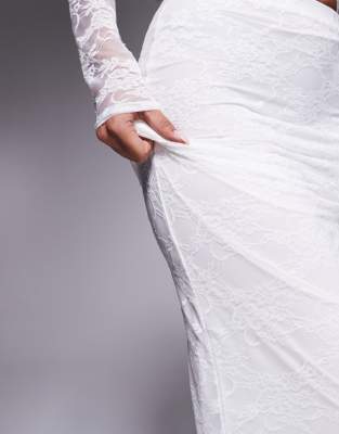 Kaiia Exclusive Double Layered Slinky Column Maxi Skirt In White