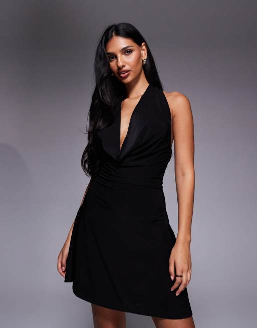 Kaiia Exclusive double layered slinky cowl neck skater mini