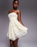 [Kaiia] Kaiia exclusive double layered slinky lace bandeau ruffle fairy asymmetric hem lace dress in lemon-Yellow 6 Lemon