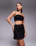 [Kaiia] Kaiia exclusive double layered slinky lace ruffle mini skirt in black (part of a set) 10 BLACK