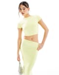 [Kaiia] Kaiia exclusive double-layered slinky low back top in pale yellow (Part of a set)-Blue 14 Pale yellow