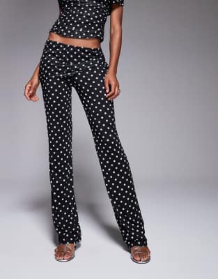 Kaiia Exclusive Double Layered Slinky Mesh Foldover Ruched Detail Pants In Black